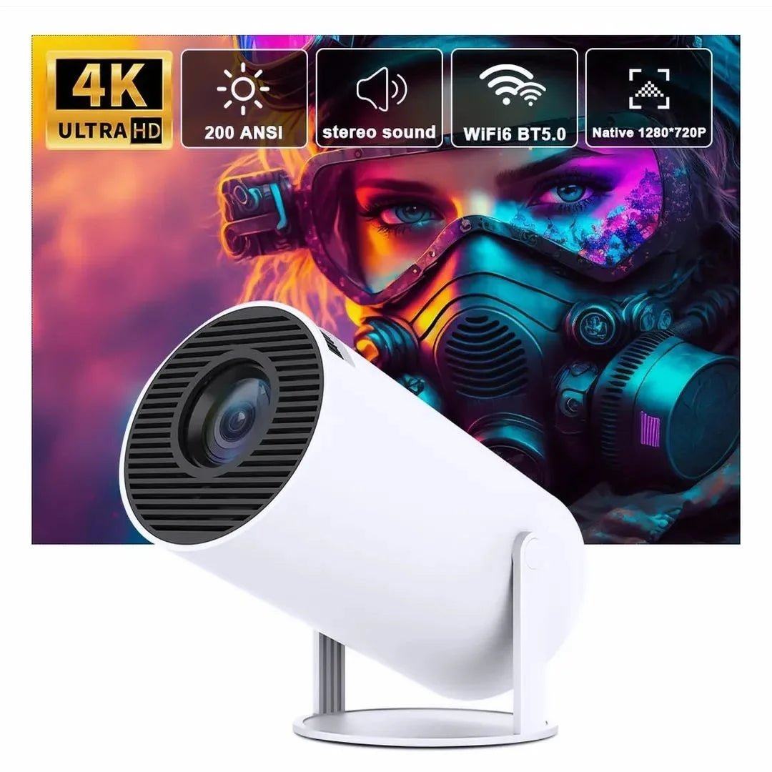 HY300 Mini 4K LED Projector – Full HD Smart Home Theater with WiFi, Bluetooth & 300" Display - GALAXY STORE