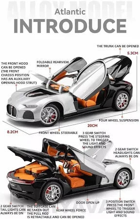 Bugatti Atlantic Die-Cast Model Car – Premium Metal Body, 1:24 Scale Classic Collectible Toy